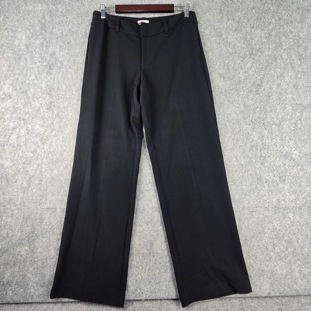 Merona Black Dress Pant Modern Fit Mid Rise Straight Wide Leg Womens Trousers 10